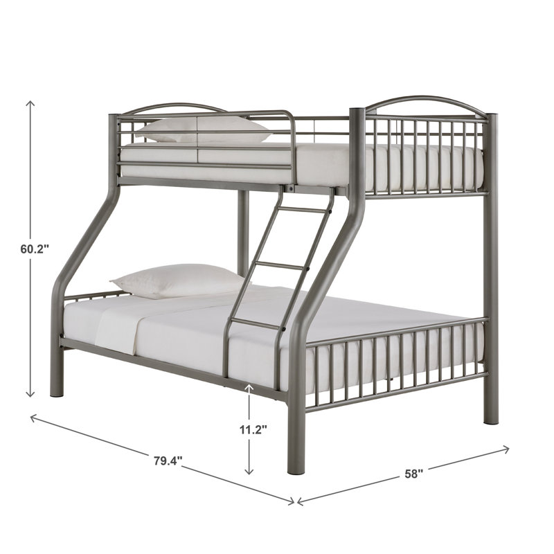 Sigmund Versaflex Metal Bunk Bed, Convertible, Gray, Twin Over Full