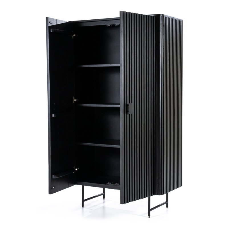 Remi Solid Wood Accent Cabinet, Black