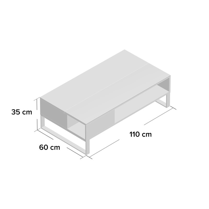 Ayala Lift Top Frame Coffee Table with Storage, White