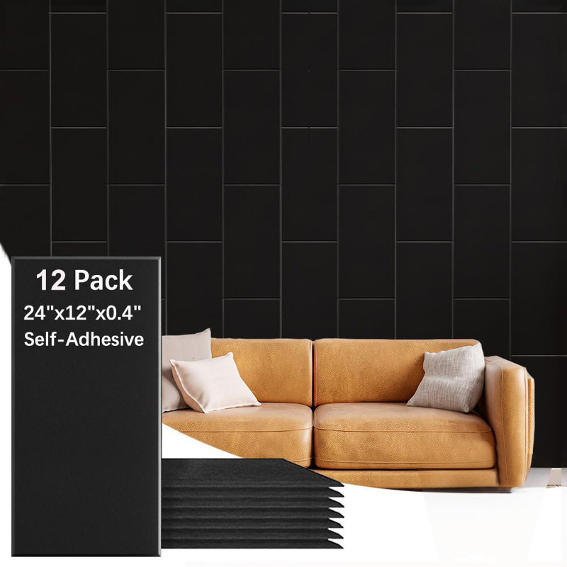 Pack de 12 panneaux muraux insonorisants Panneaux muraux insonorisants 24 "x 12" x 0,4 "Panneaux insonorisants à haute densité
