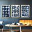 «Indigo Memory I», ensemble de 3 toiles encadrées-317244752-317244755