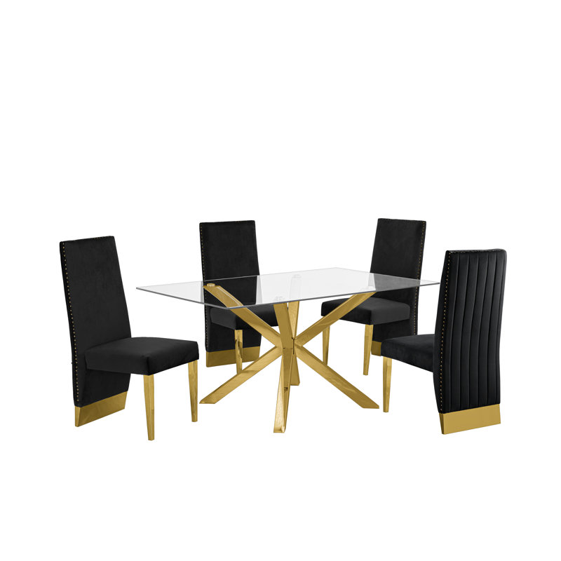 Ensemble repas pour 4 personnes Alayziah, Noir