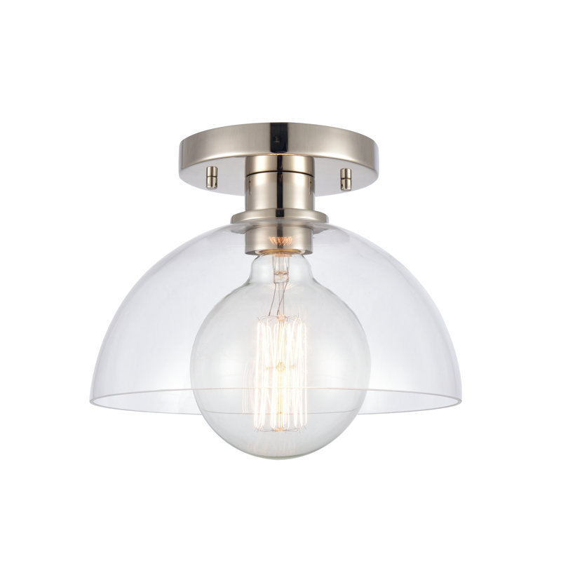 Plafonnier semi-encastré 1 lumière Julian 10 po de large - nickel poli, Nickel