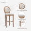 Ensemble de 2 tabourets de bar à hauteur de comptoir, tabouret de bar style campagne française avec structure en bois massif et sièges rembourrés, chaise de bar rétro (beige)