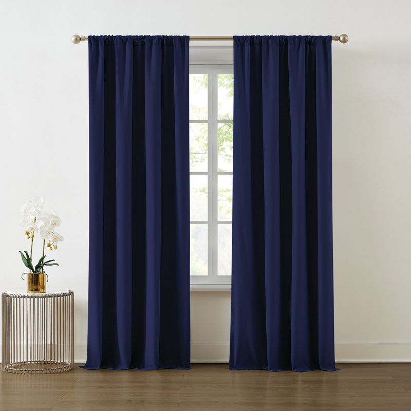 Semi Sheer Curtain Pair, 50" W x 96" L, Navy