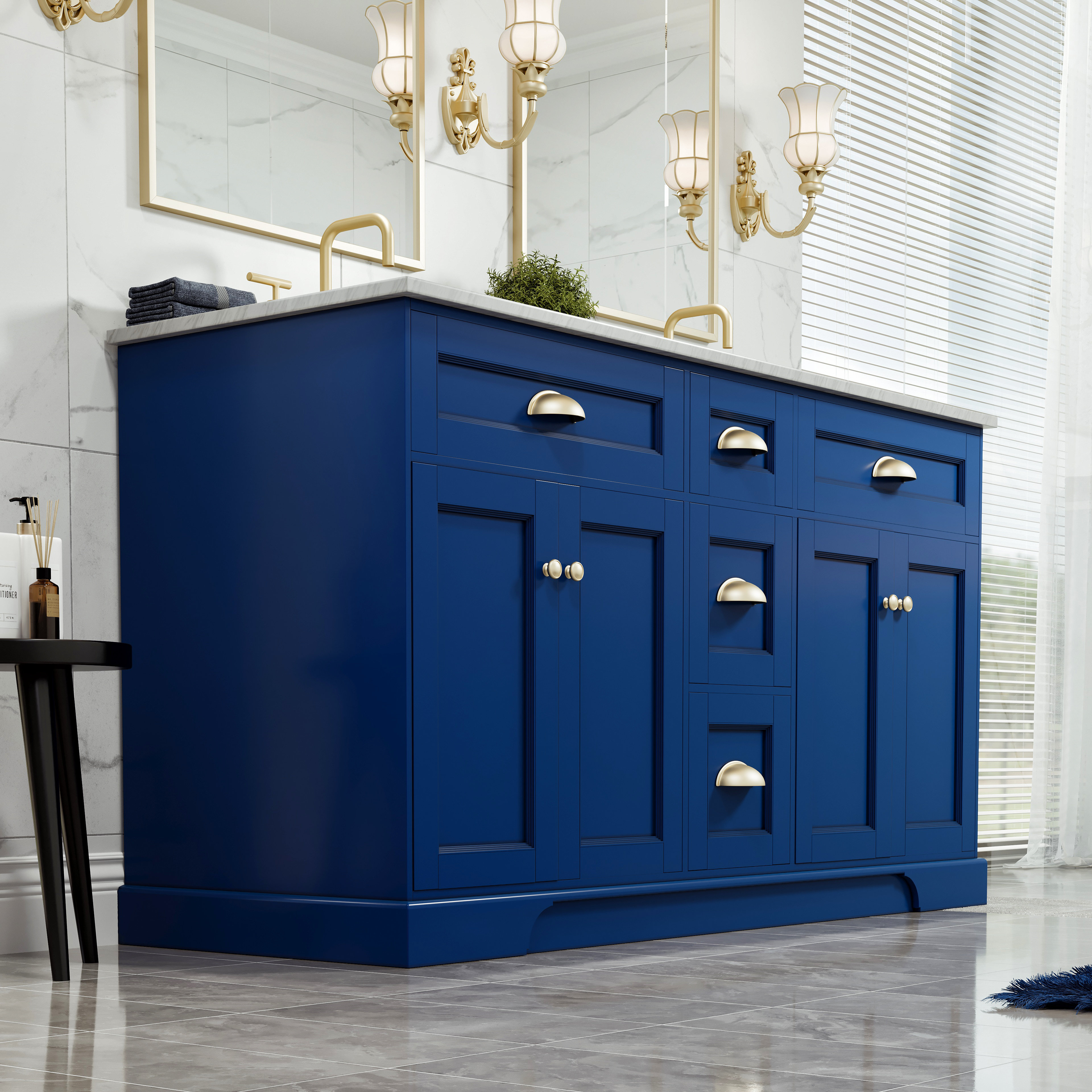 Red Barrel Studio® Epic 60'' Double Bathroom Vanity with Quartz Top Wayfair