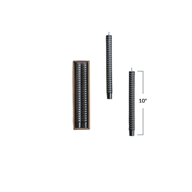 2-Piece Unscented Faceted Taper Candles In Box, Platinum
