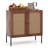 Kitchen Sideboard With 2 Rattan Doors And Adjustable Shelf-1952486988