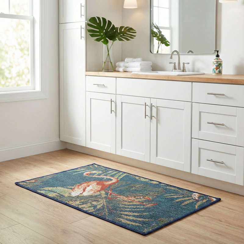Tapis intérieur / extérieur bleu marine Rolla, Rectangle 2 pi x 2 pi 11 po