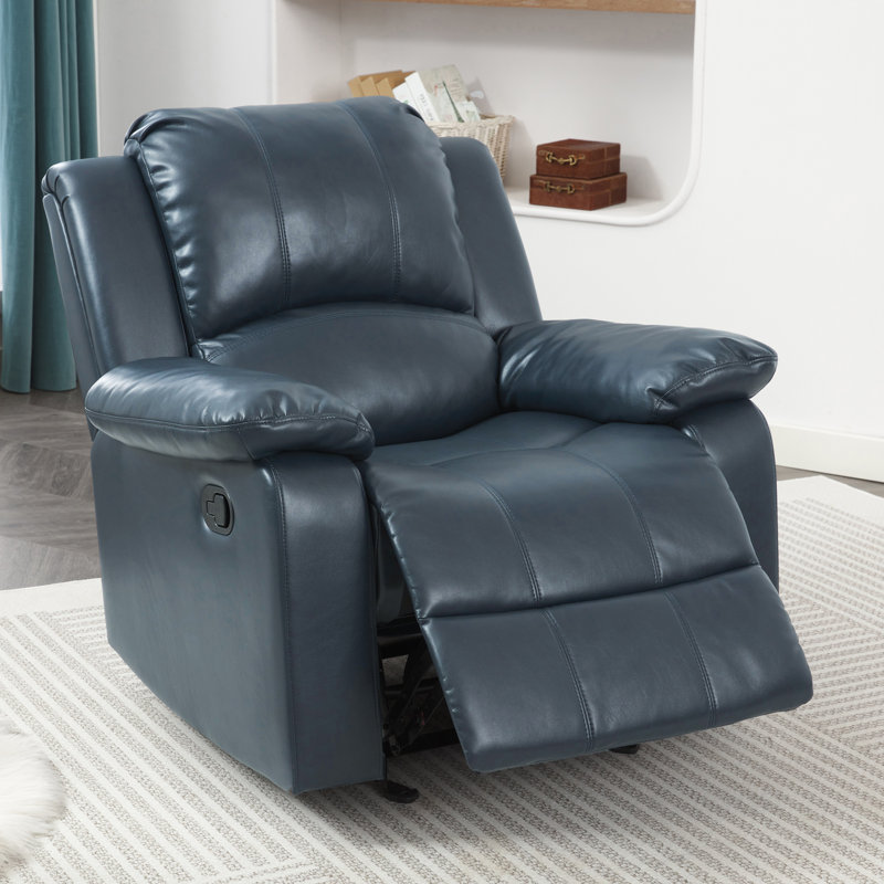 Fauteuil inclinable et oscillant bleu en cuir