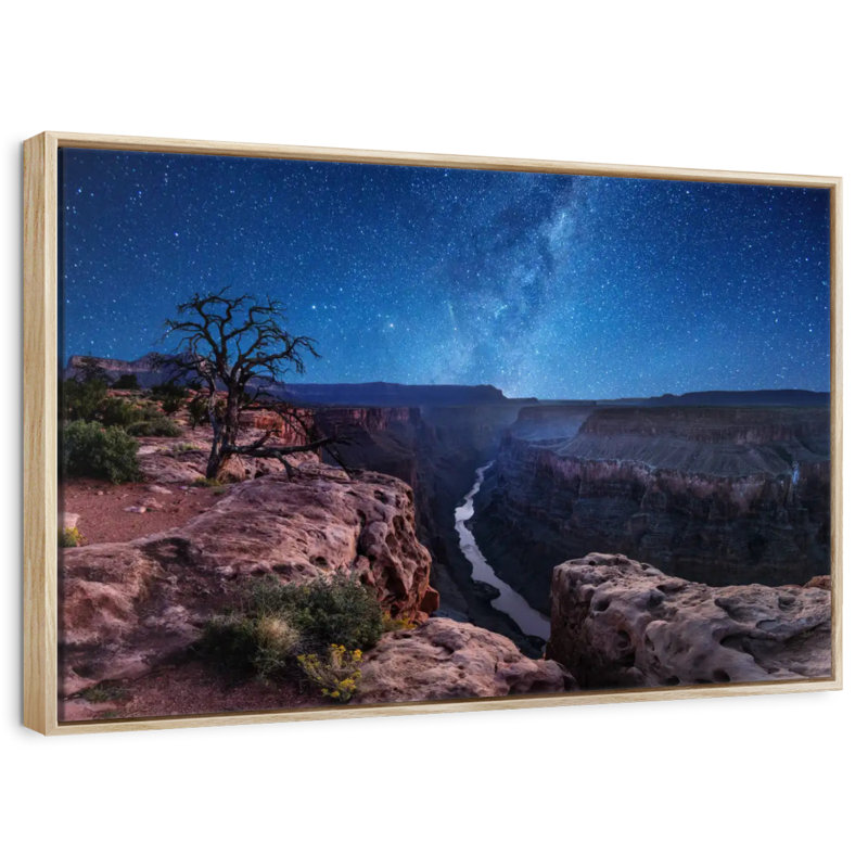 Nuit étoilée du Grand Canyon, Cadre flottant en bois naturel, 40 po x 27 po
