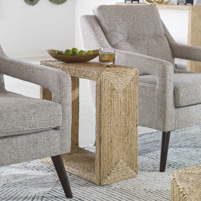 Evana Open Storage Woven End Table