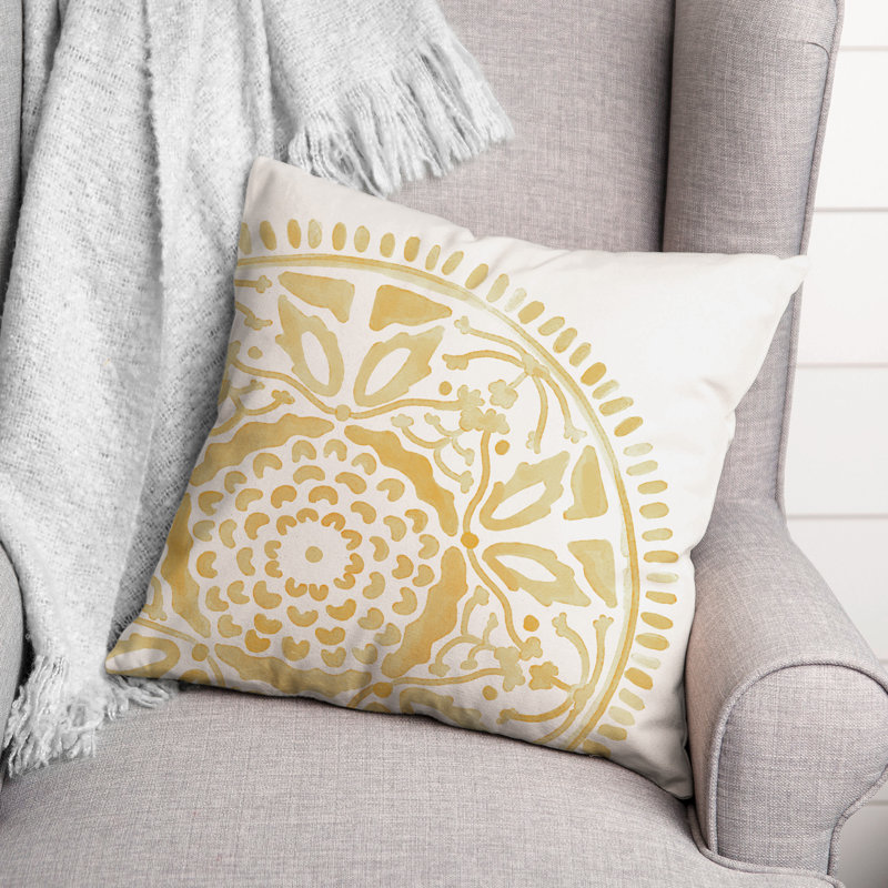 Housse et insert de coussin extérieur d'extérieur, Jaune, Floral 5
