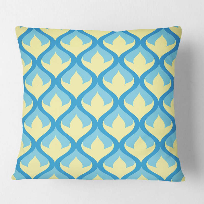 Retro Pattern Abstract Design IX - Mid-Century Modern Printed Throw Pillow, 16" x 16"