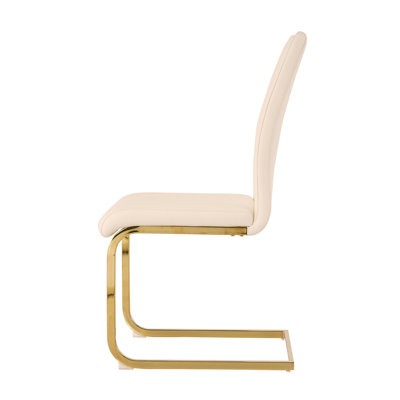 Modern simple rectangular glass dining table, wear-resistant tempered glass countertop, gold-plated legs