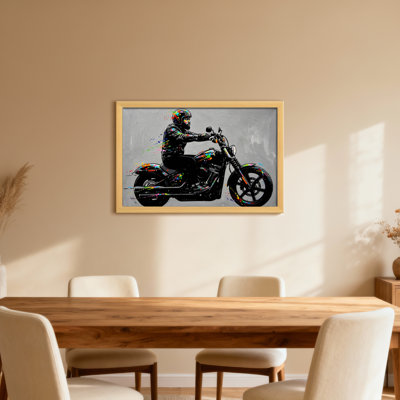 Motif coloré de motocycliste