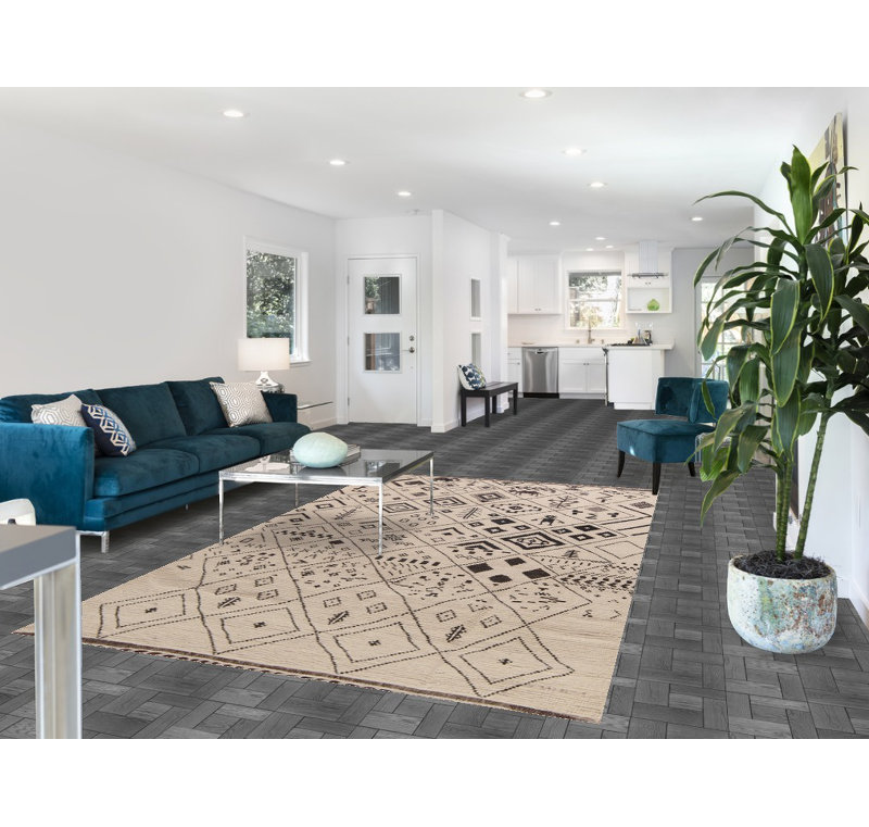 Tapis ivoire en laine All-Over Trellis