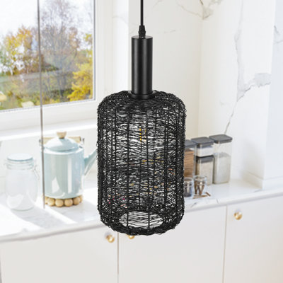 1-Light Cage Shade Pendant Lighting for Kitchen Island, Dining Room, Bedroom