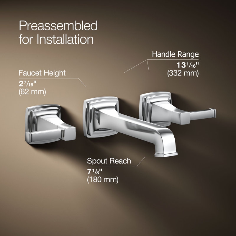 Riff Wall-Mount Bathroom Sink Faucet Trim, Polished Chrome