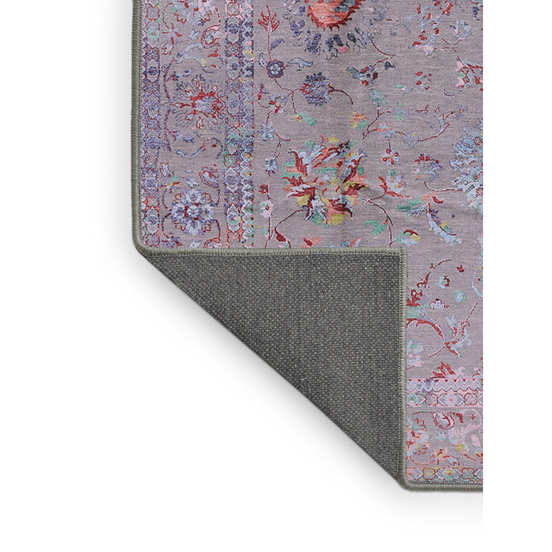 Tapis oriental gris / rouge / bleu, Tapis de couloir 2 pi x 5 pi