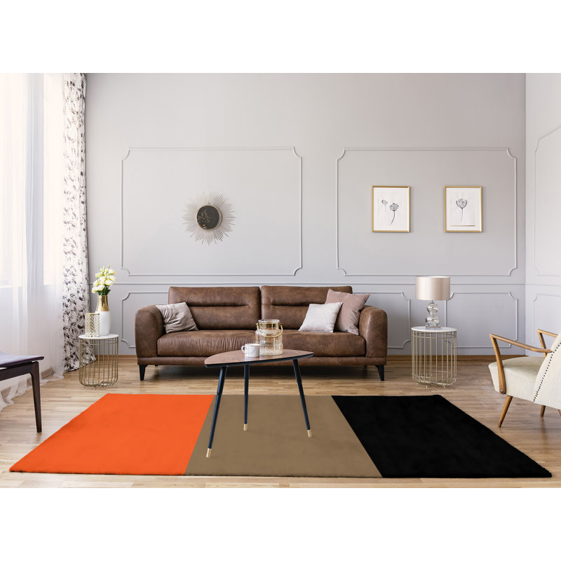 Tapis orange rayé/doré/noir San Francisco, Rectangle 8 pi x 10 pi