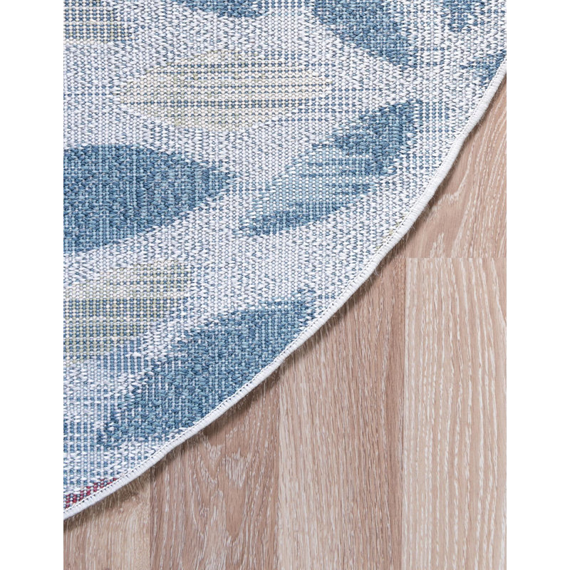 Tapis gris / bleu Aamia, Jaune, Octogone 4 pi 1 po x 4 pi 1 po