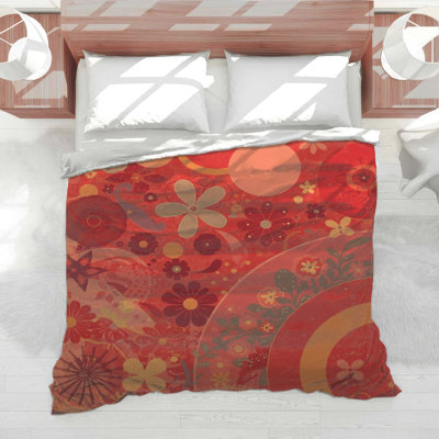 Édredon rouge à motif floral