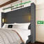 Structure de très grand lit avec tête de lit haute de 56,7 po et lampes de lecture, lit plateforme tapissier à oreilles en velours côtelé avec station de charge, design rétro moderne, silencieux, sans sommier tapissier requis-2060985615-2060985650