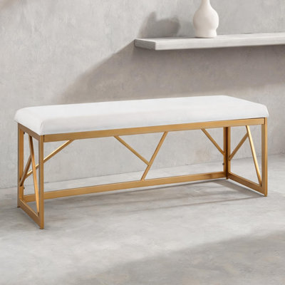 Banc en métal Folia Glam en acier doré avec coussin rembourré moelleux pour une élégance et un confort modernes