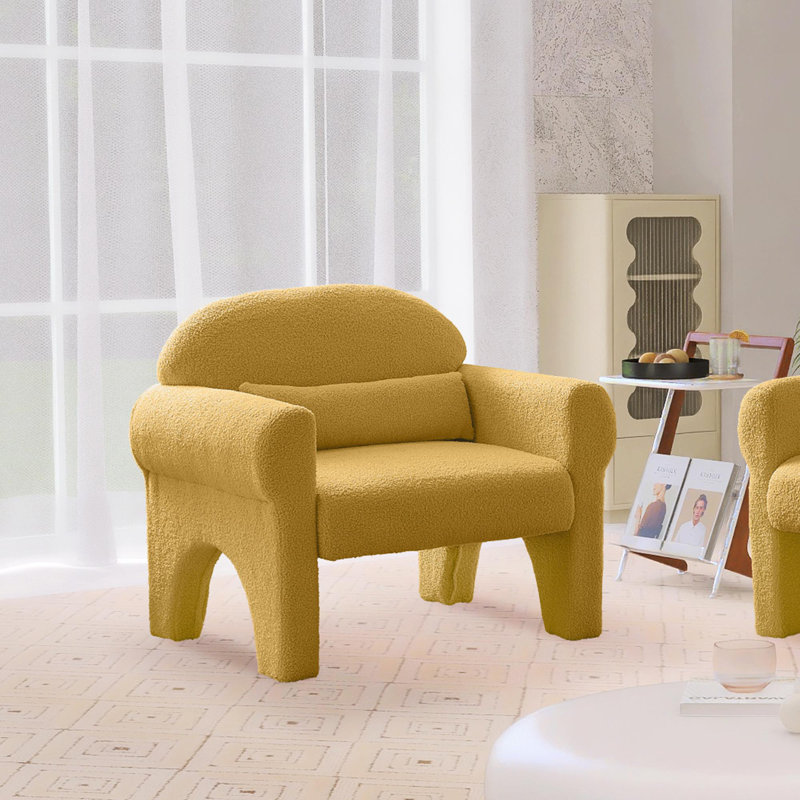 Canapé et fauteuil d'appoint 2 pièces Nisaiah, Mélange de polyester jaune