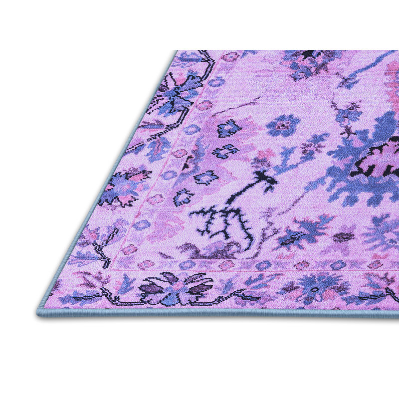 Tapis bleu abstrait en laine tissé à la machine 3 pi x 5 pi Abstract