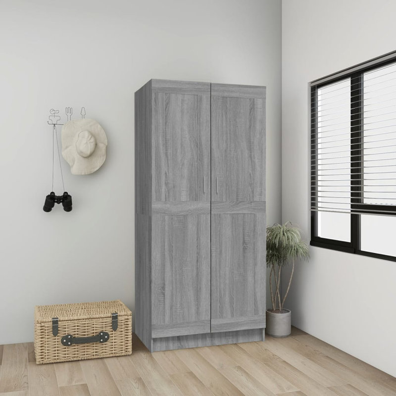 Hindelang 2 Door Manufactured Wood Wardrobe, Grey