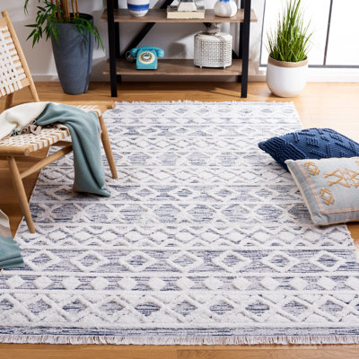 Tapis bleu marine / ivoire Augustine 758