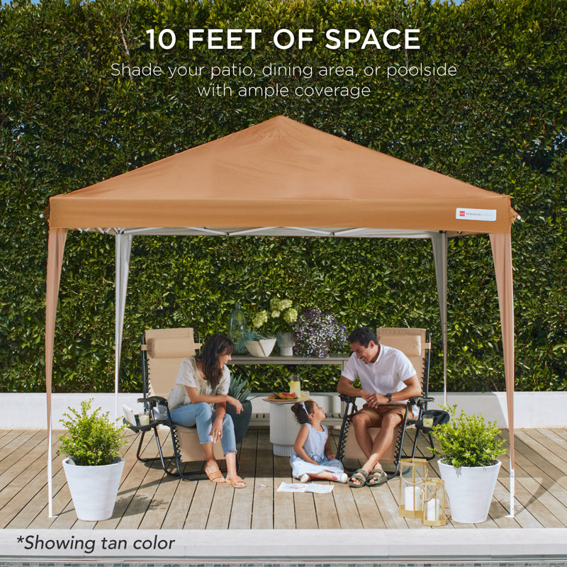 Tan 10x10ft Portable Pop-Up Canopy Tent with Carrying Bag