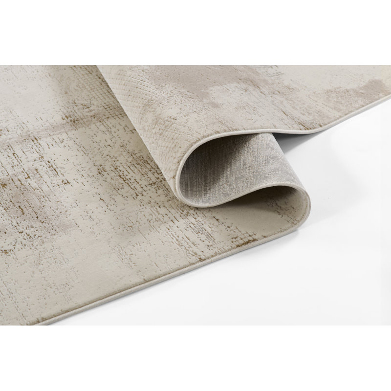 Erla Polyester Blend Abstract Ivory Area Rug 2'3" X 7'6" Runner, 2'3" X 7'6" Runner