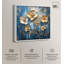 Flore dorée sur toile azur, art floral élégant par Art Remedy-107779849-107779855