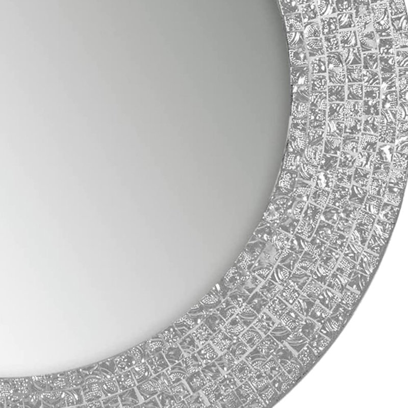 Shawnda Manufactured Wood, Glass Wall Mirror, Silver
