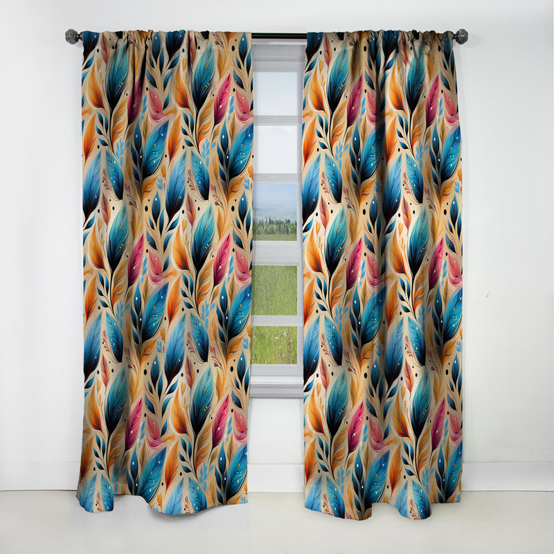 Motif bohème artistique III - rideau boho - rideau occultant abstrait - 1 panneau, L 52 po x L 108 po