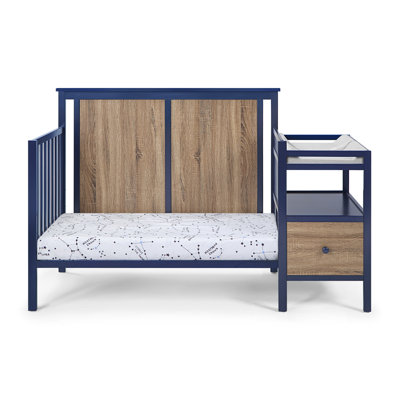 Connelly 4In1 Crib And Changer Combo Midnight Blue/Vintage Walnut
