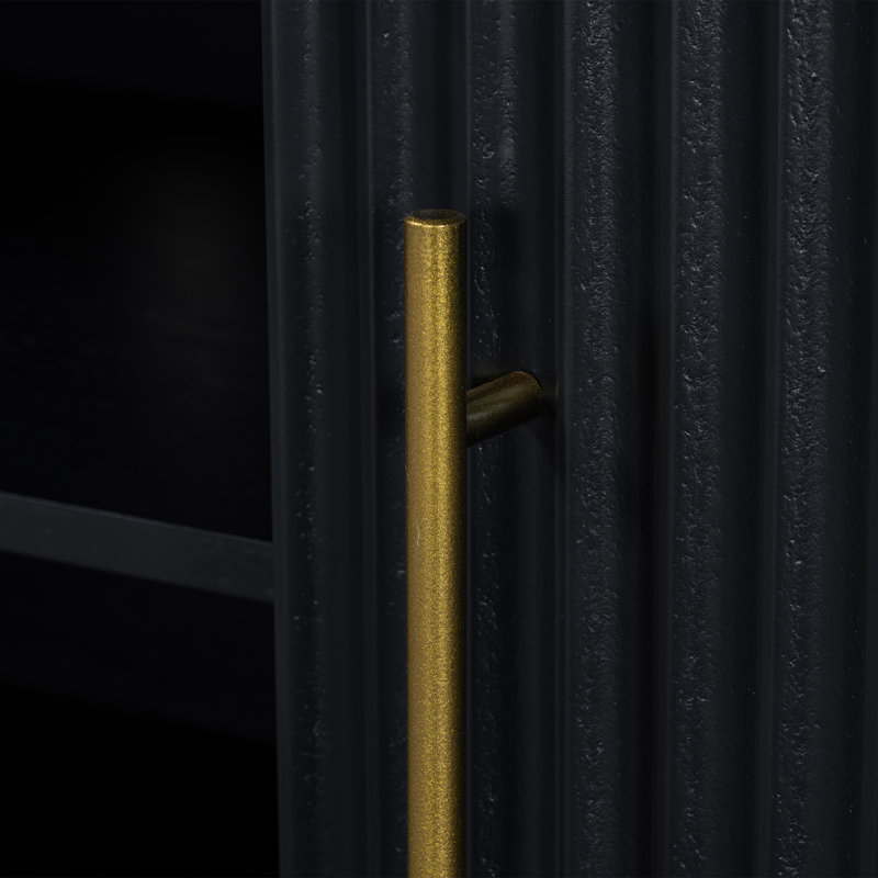 Meuble télé avec portes à rayures verticales, Noir