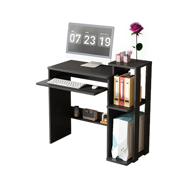 A simple and practical computer desk with optimized space,Black, Black