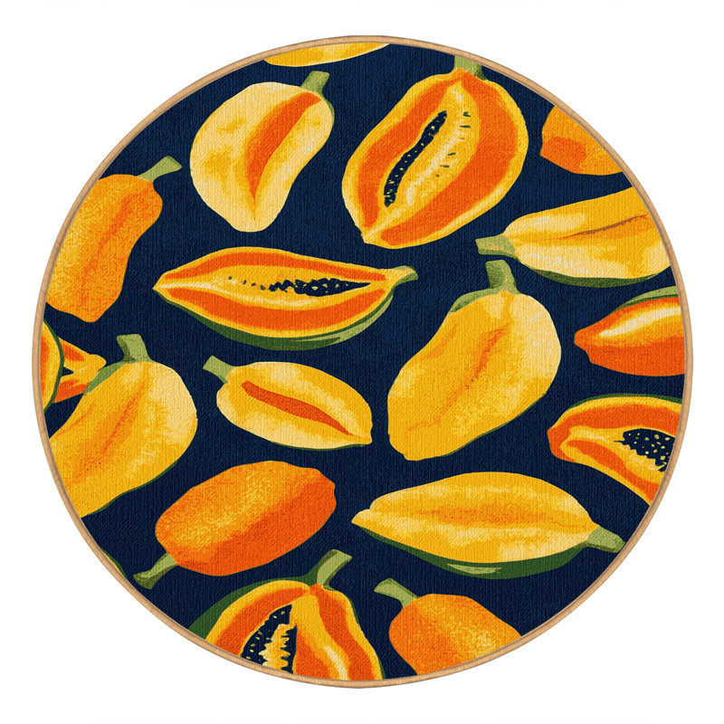  Tapis lavable papaye, Rond 3 pi