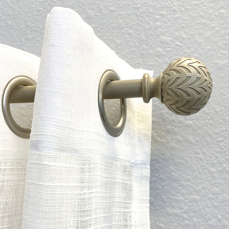 Damarys Metal Adjustable Single Curtain Rod, 2" H x 48" W x 4" D, Weathered Grey