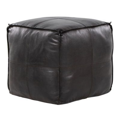 Pouf Cobbler Industrial en cuir noir par Lumisource