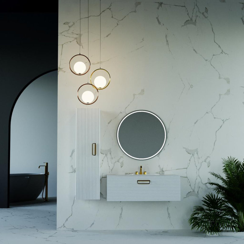 LINEA 32 INCHES Bathroom Vanity, White, Gold