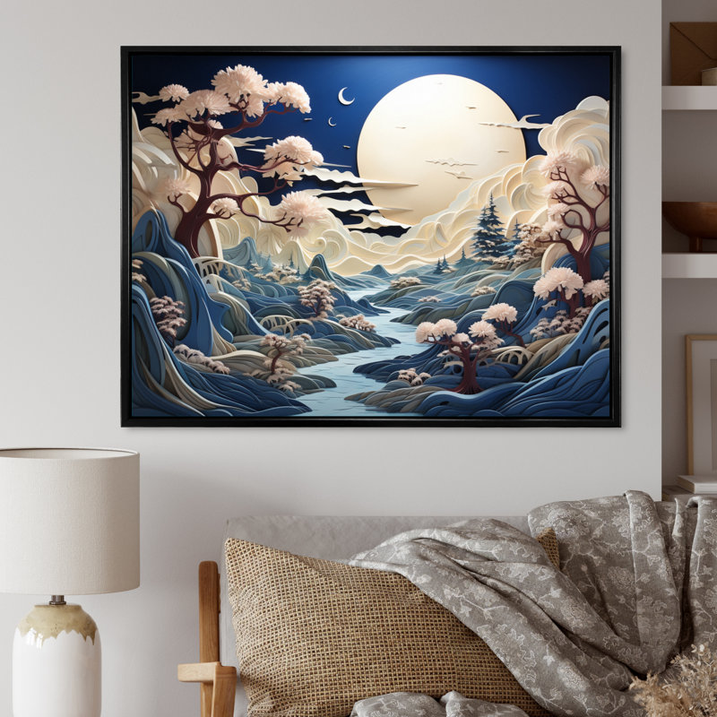 Marytza " Glacier Arctic Whispers I ", Cadre flottant noir, H 34 po x l 44 po x P 1,5 po
