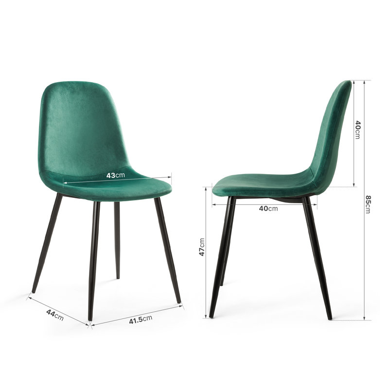 Psomas 47cm H Velvet Upholstered Metal Side Chair, Green