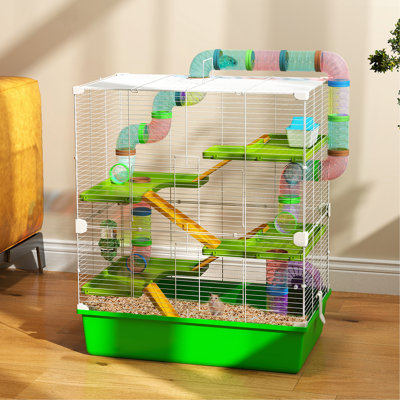 Extra Large 23" Hamster Cage with Tubes and Tunnels, Portable Carry Handles, Rat House and Habitats Big 5-Tier Design, Mouse Cage Includes Exercise Wh