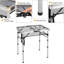 Table de barbecue pliante portative en fer de 24 po avec 4 hauteurs réglables, petite table d'appoint de patio en métal résistante à la chaleur et support de barbecue pour la cour arrière, argent