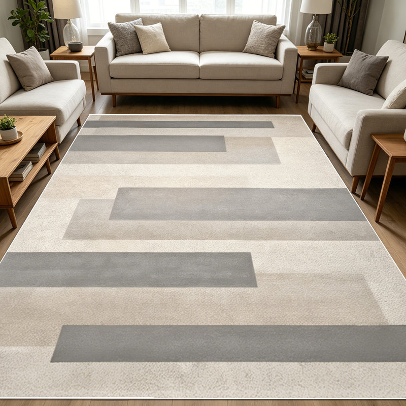 1PC Minimalist Neutral Geometric Vertical Block Striped area rugs for Living Room, Soft and Comfortable, Suitable for all seasons, easy-to-maintain, machine washable Indoor floor mat, Under Table Farmhouse suitable for Dining Table, Bedroom, Home
